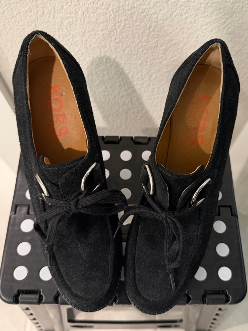 Michael Kors Black Suede Lace-Up Driving Loafers
